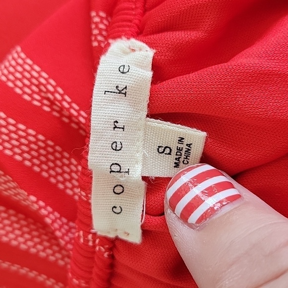 NWT Copper Key small red white stripe drop waisted mini dress - Picture 3 of 5